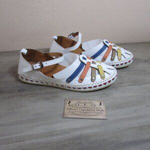 Spring Step Women's Size 38 Apache Mary Jane Flat Loafer Shoe White Multi